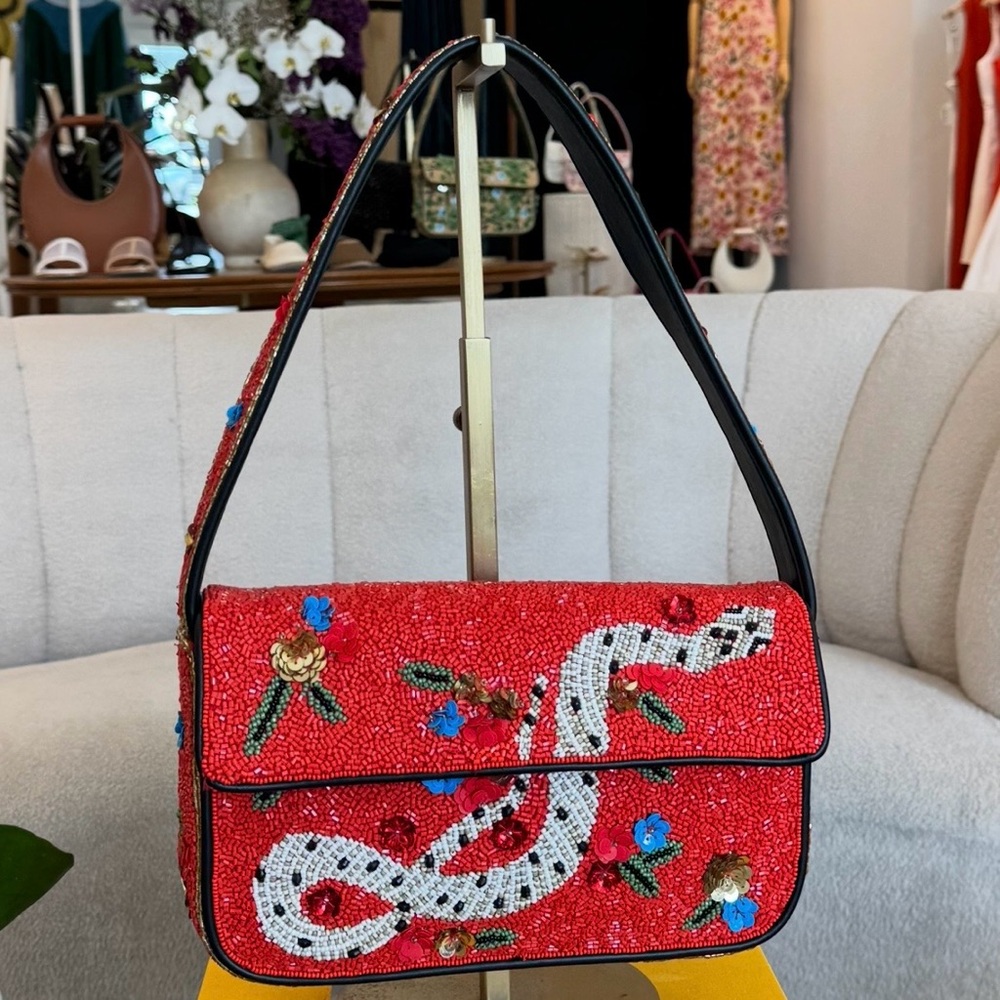 STAUD BEADED TOMMY BAG SNAKE